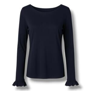 24/7 Maurices women's Ruffle Cuff Long Sleeve Top Black Women’s Small